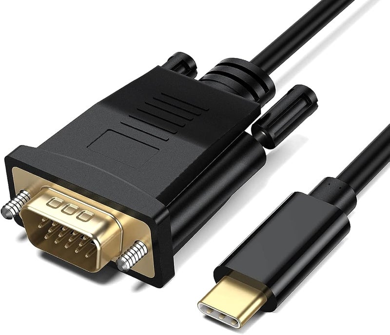 Herfair USB C to VGA 6 Feet Cable, USB-C to VGA Adapter for Monitor, Type-C to 15Pin D-Sub Video Cord Thunderbolt3 Compatible with iPhone 15 Pro, MacBook Pro/Air 2023, iPad Pro, XPS 17, Surface Book 3, More - Image 1